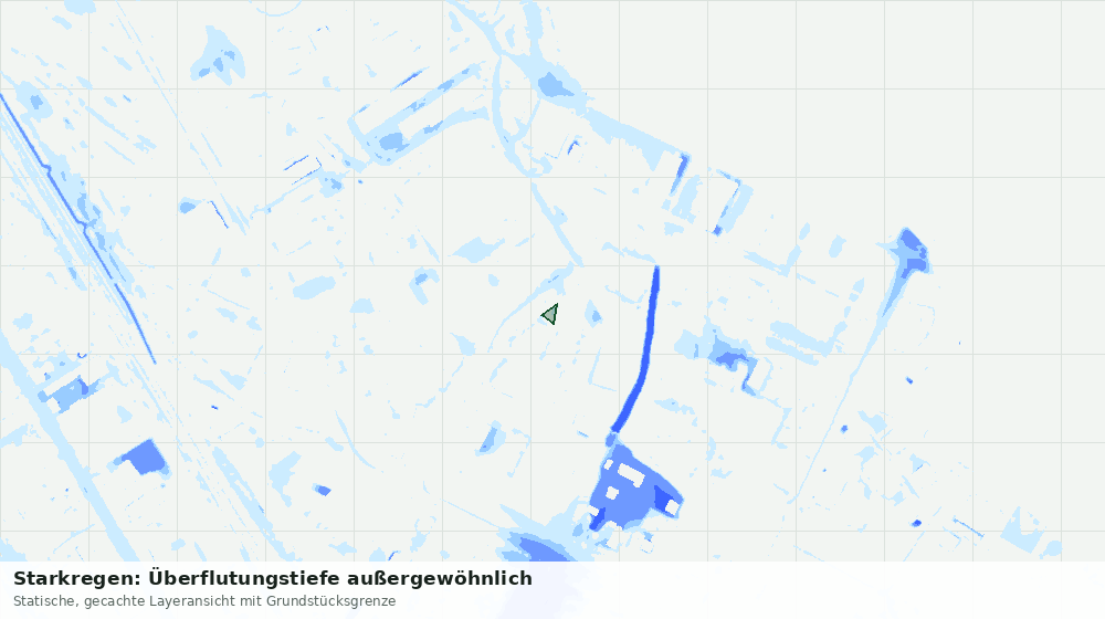 Statische Kartenansicht: Starkregen: Überflutungstiefe außergewöhnlich