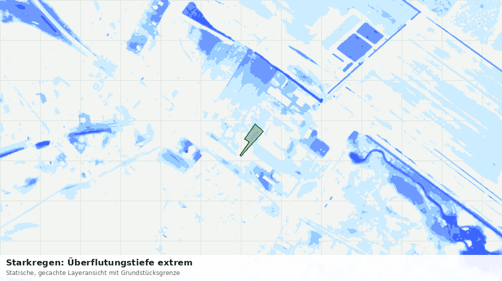 Statische Kartenansicht: Starkregen: Überflutungstiefe extrem
