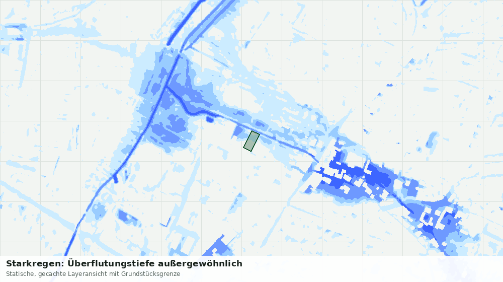 Statische Kartenansicht: Starkregen: Überflutungstiefe außergewöhnlich