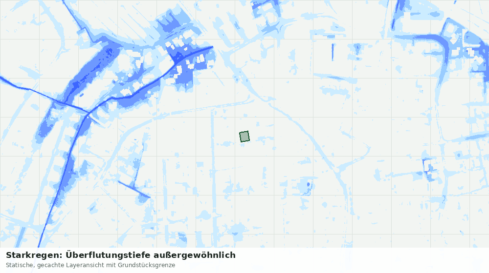 Statische Kartenansicht: Starkregen: Überflutungstiefe außergewöhnlich