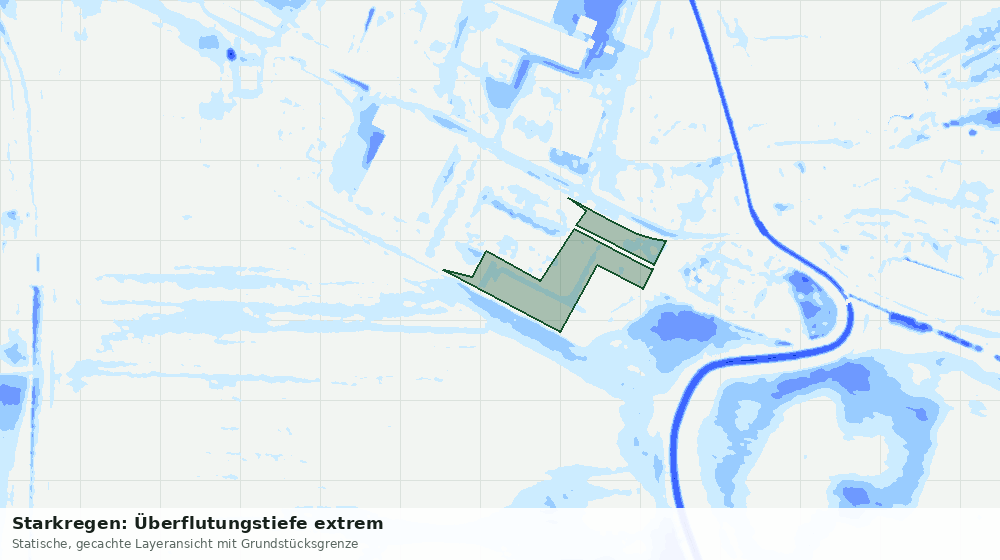 Statische Kartenansicht: Starkregen: Überflutungstiefe extrem