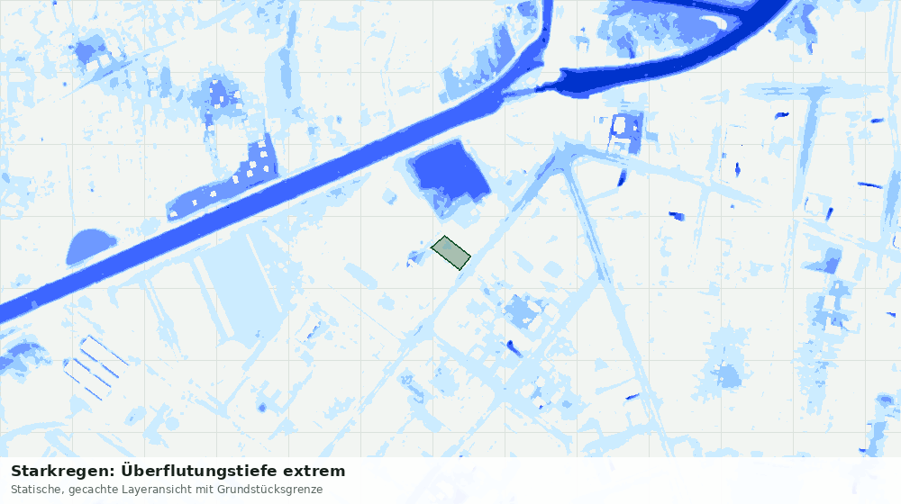 Statische Kartenansicht: Starkregen: Überflutungstiefe extrem