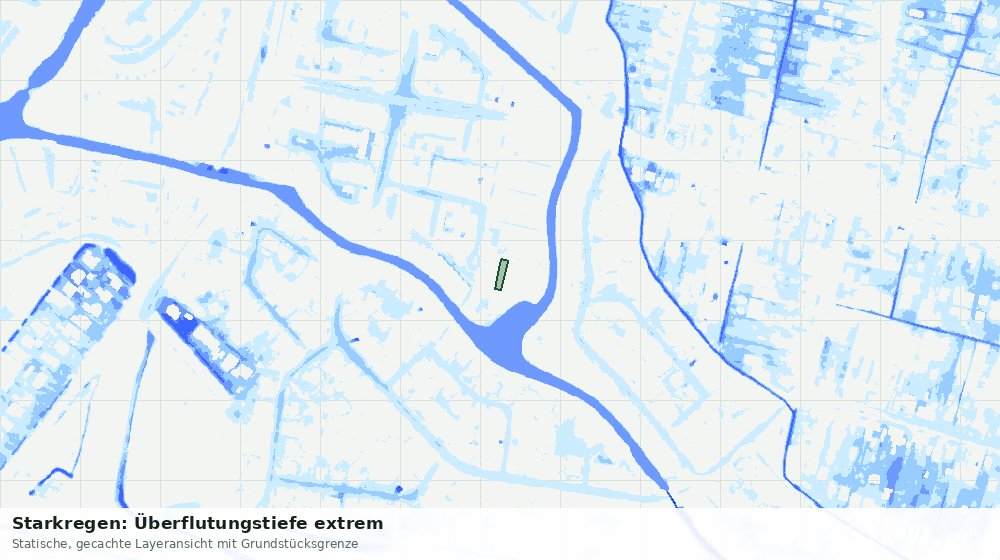 Statische Kartenansicht: Starkregen: Überflutungstiefe extrem
