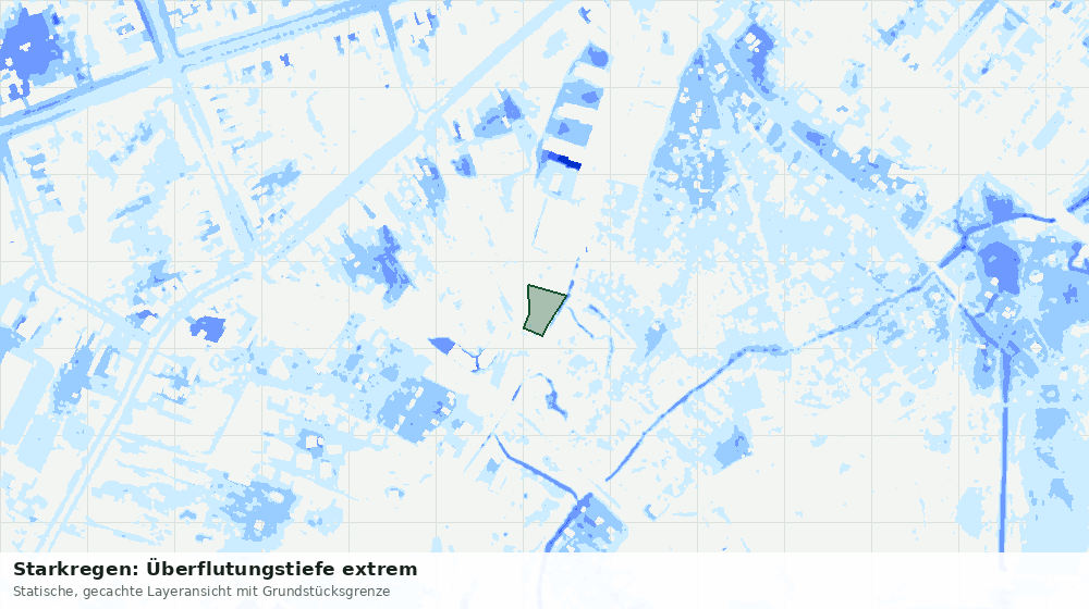 Statische Kartenansicht: Starkregen: Überflutungstiefe extrem
