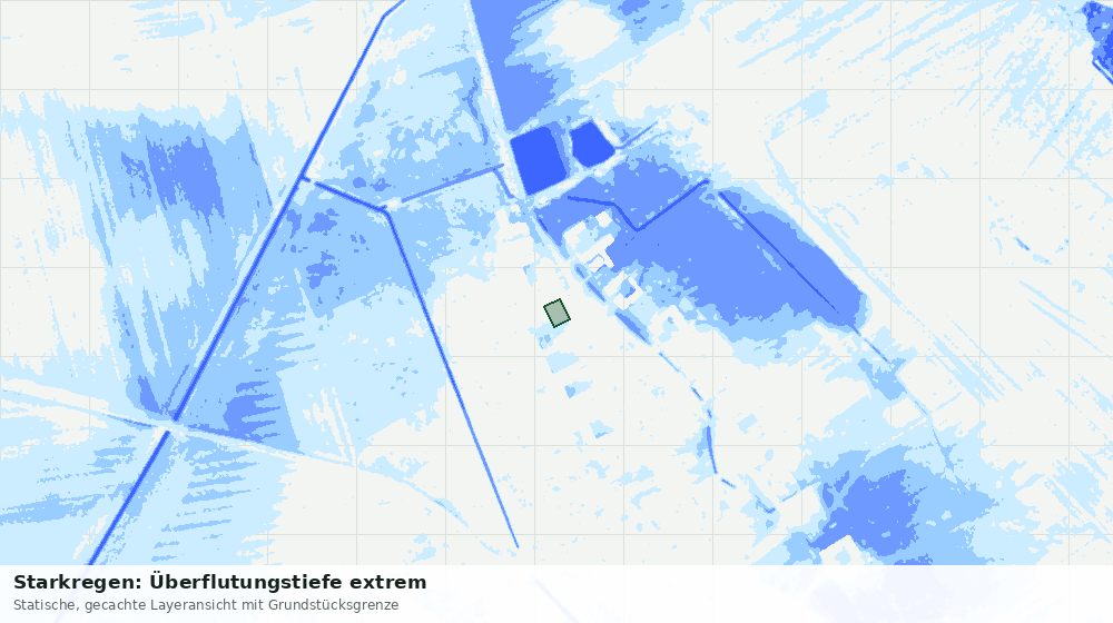 Statische Kartenansicht: Starkregen: Überflutungstiefe extrem