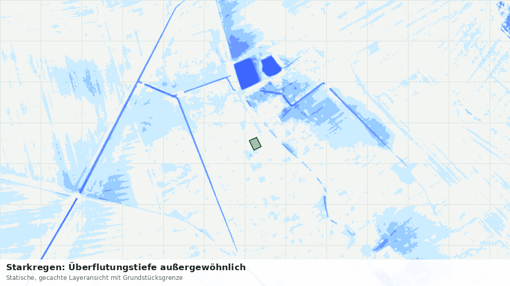 Statische Kartenansicht: Starkregen: Überflutungstiefe außergewöhnlich