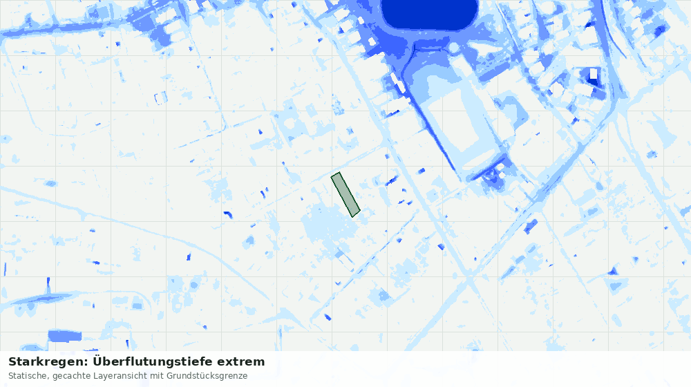 Statische Kartenansicht: Starkregen: Überflutungstiefe extrem
