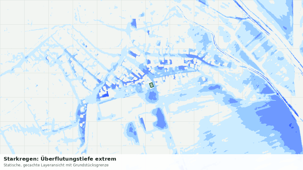 Statische Kartenansicht: Starkregen: Überflutungstiefe extrem