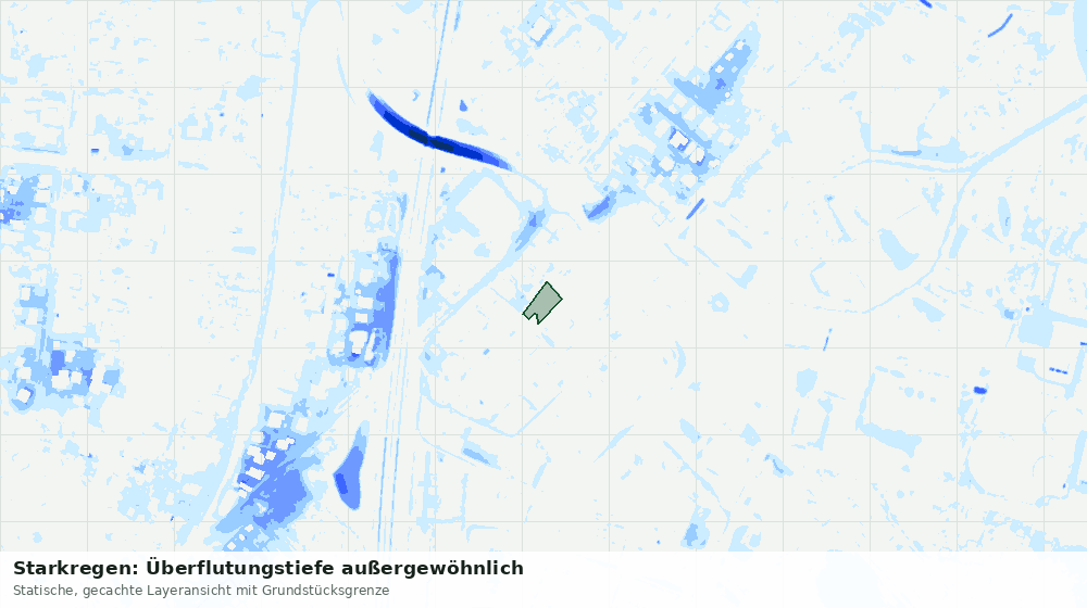 Statische Kartenansicht: Starkregen: Überflutungstiefe außergewöhnlich