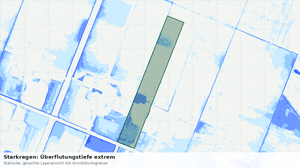 Statische Kartenansicht: Starkregen: Überflutungstiefe extrem