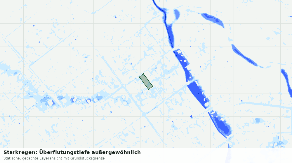 Statische Kartenansicht: Starkregen: Überflutungstiefe außergewöhnlich