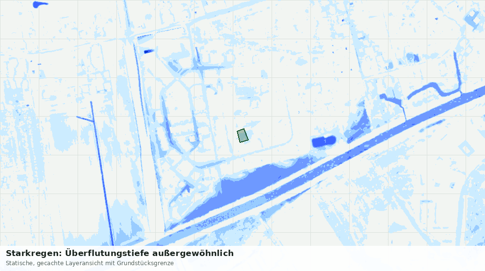 Statische Kartenansicht: Starkregen: Überflutungstiefe außergewöhnlich