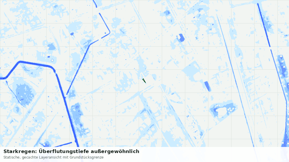 Statische Kartenansicht: Starkregen: Überflutungstiefe außergewöhnlich