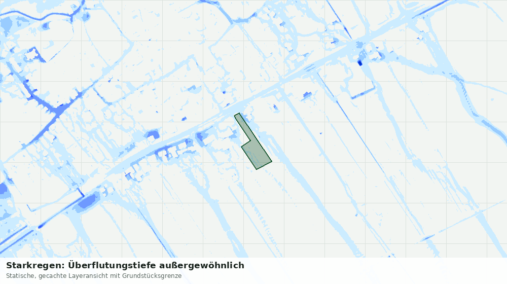 Statische Kartenansicht: Starkregen: Überflutungstiefe außergewöhnlich