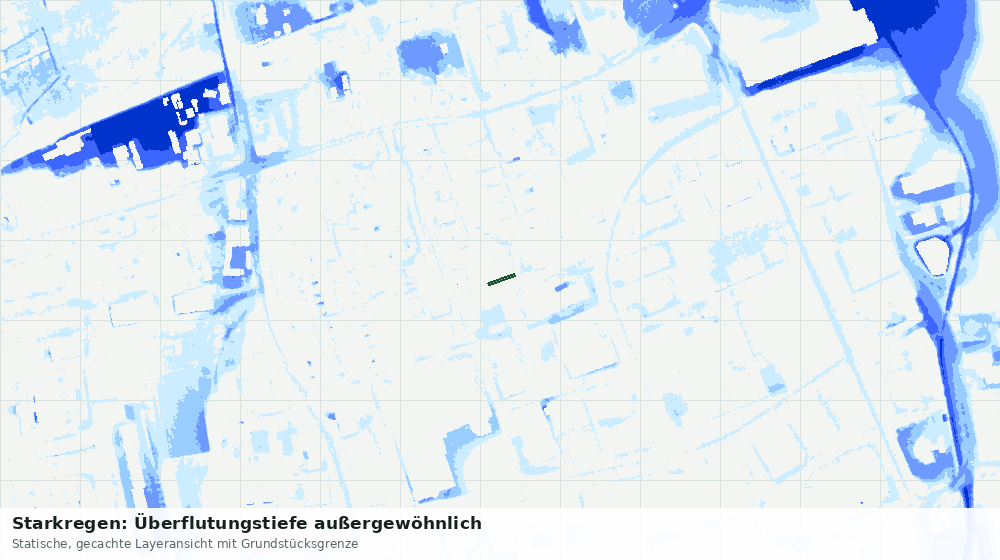 Statische Kartenansicht: Starkregen: Überflutungstiefe außergewöhnlich