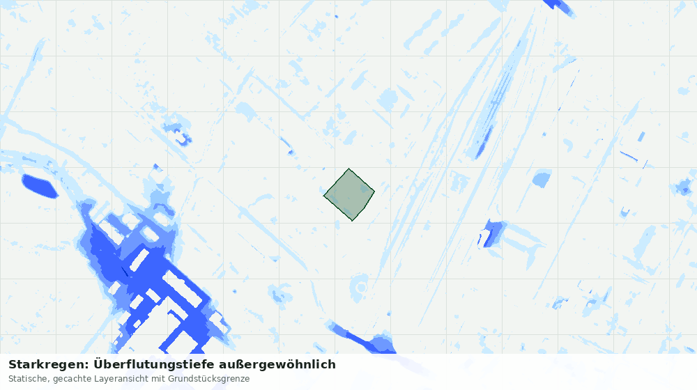 Statische Kartenansicht: Starkregen: Überflutungstiefe außergewöhnlich