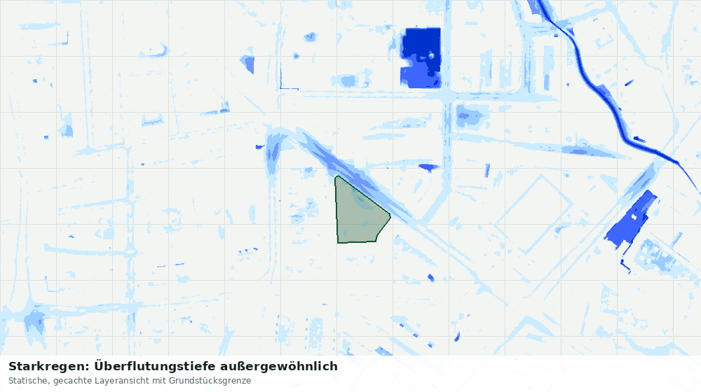 Statische Kartenansicht: Starkregen: Überflutungstiefe außergewöhnlich