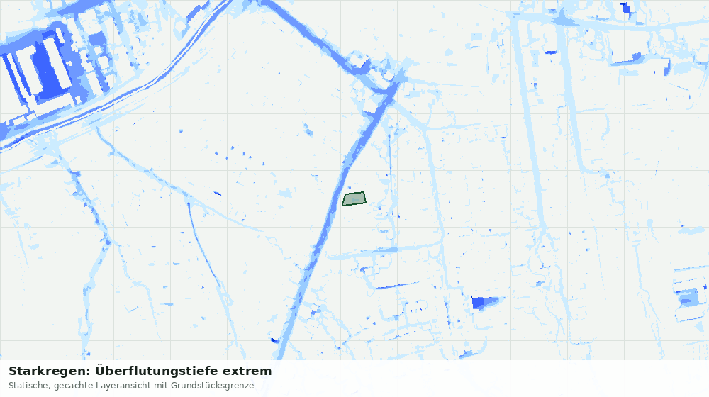 Statische Kartenansicht: Starkregen: Überflutungstiefe extrem