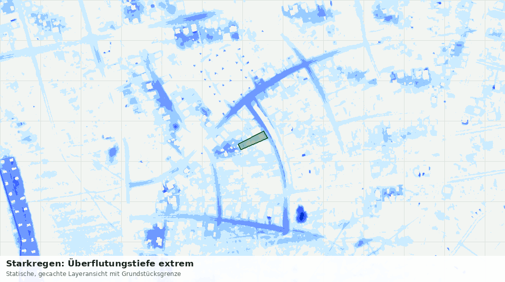 Statische Kartenansicht: Starkregen: Überflutungstiefe extrem