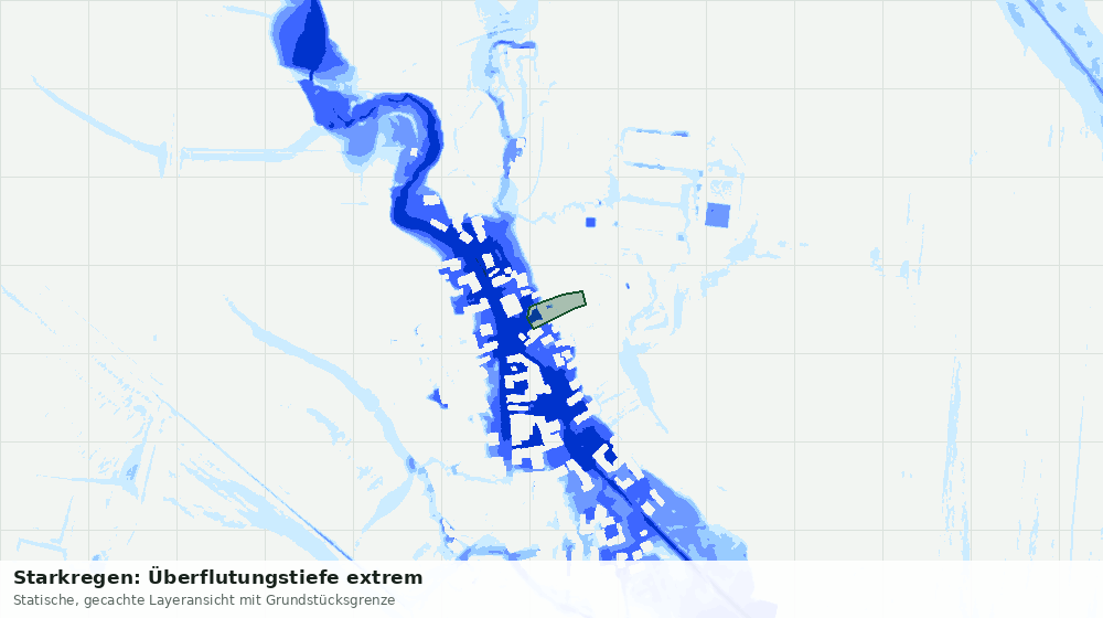 Statische Kartenansicht: Starkregen: Überflutungstiefe extrem