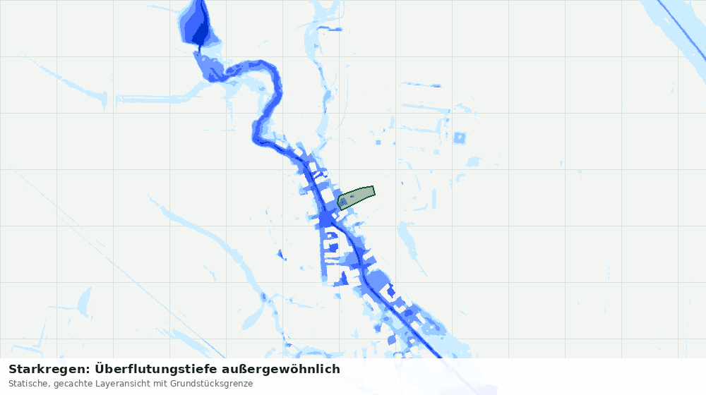 Statische Kartenansicht: Starkregen: Überflutungstiefe außergewöhnlich