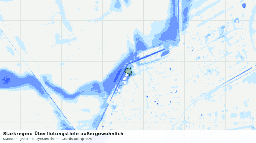 Statische Kartenansicht: Starkregen: Überflutungstiefe außergewöhnlich