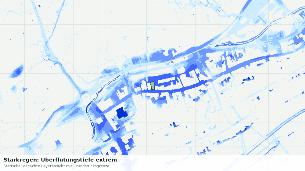 Statische Kartenansicht: Starkregen: Überflutungstiefe extrem