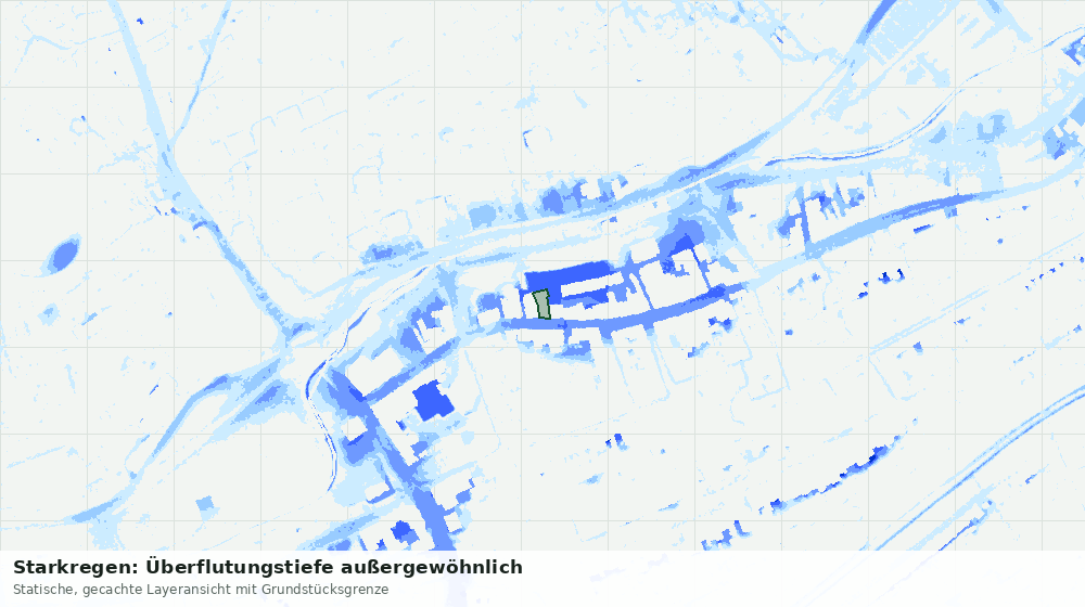 Statische Kartenansicht: Starkregen: Überflutungstiefe außergewöhnlich
