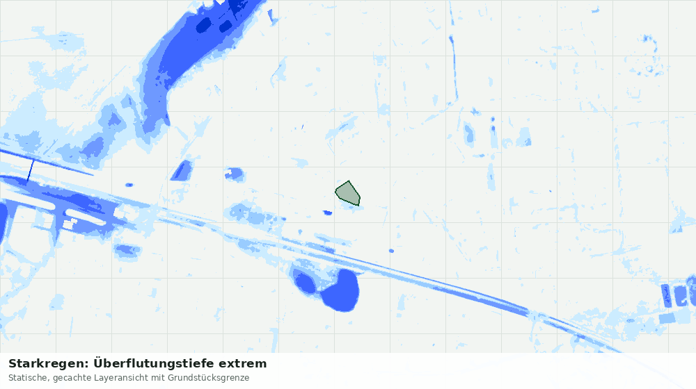 Statische Kartenansicht: Starkregen: Überflutungstiefe extrem