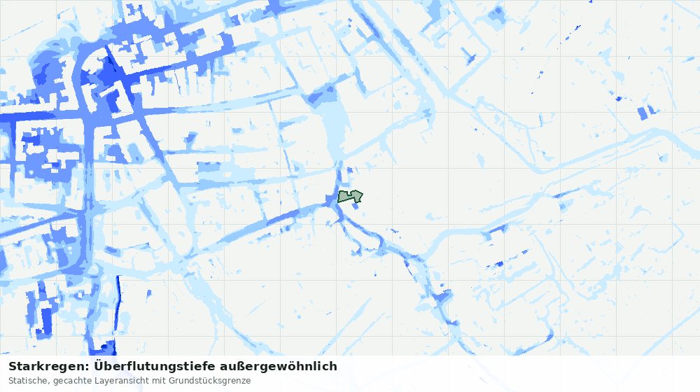 Statische Kartenansicht: Starkregen: Überflutungstiefe außergewöhnlich