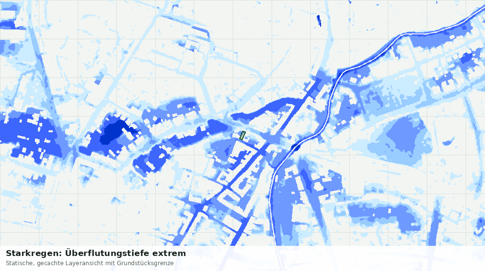 Statische Kartenansicht: Starkregen: Überflutungstiefe extrem