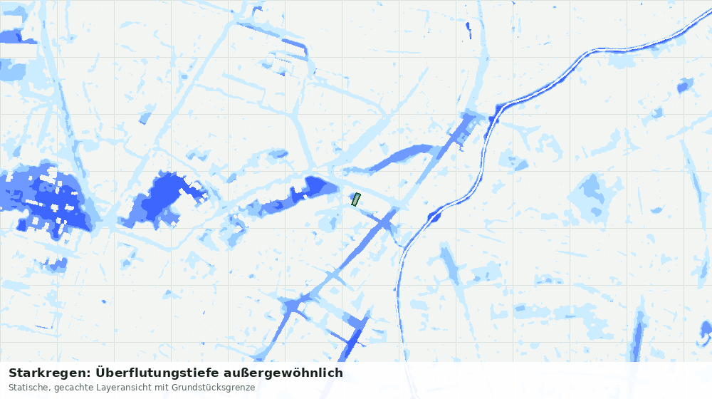 Statische Kartenansicht: Starkregen: Überflutungstiefe außergewöhnlich