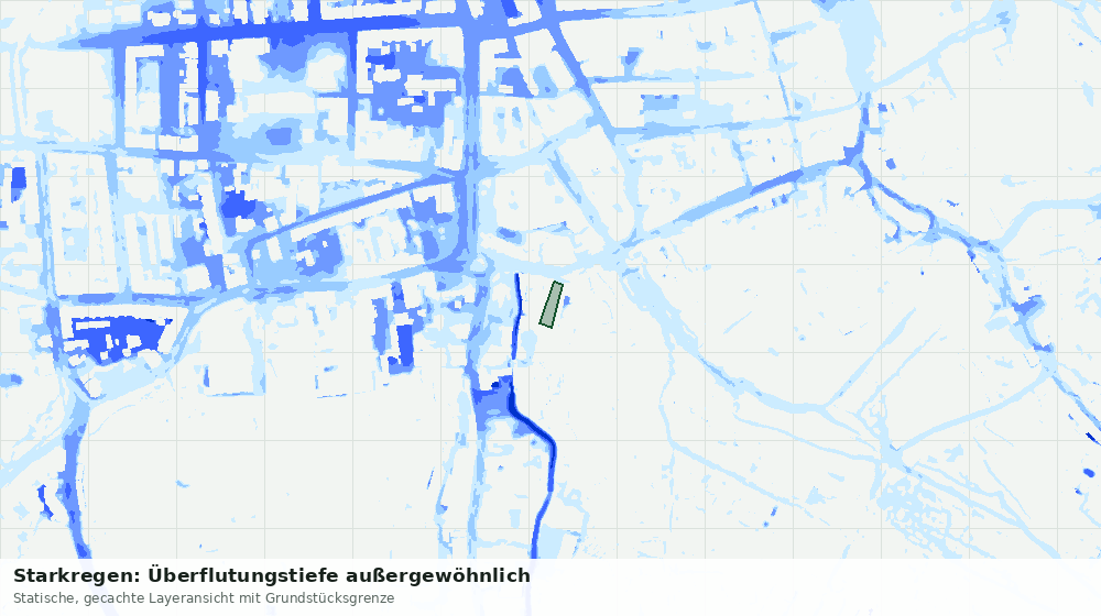 Statische Kartenansicht: Starkregen: Überflutungstiefe außergewöhnlich