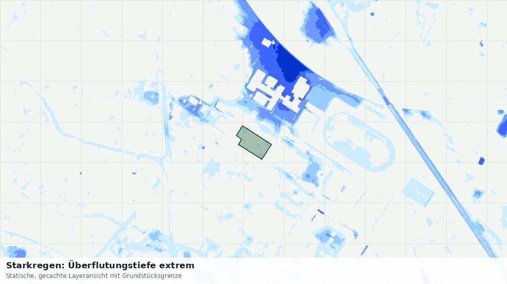 Statische Kartenansicht: Starkregen: Überflutungstiefe extrem