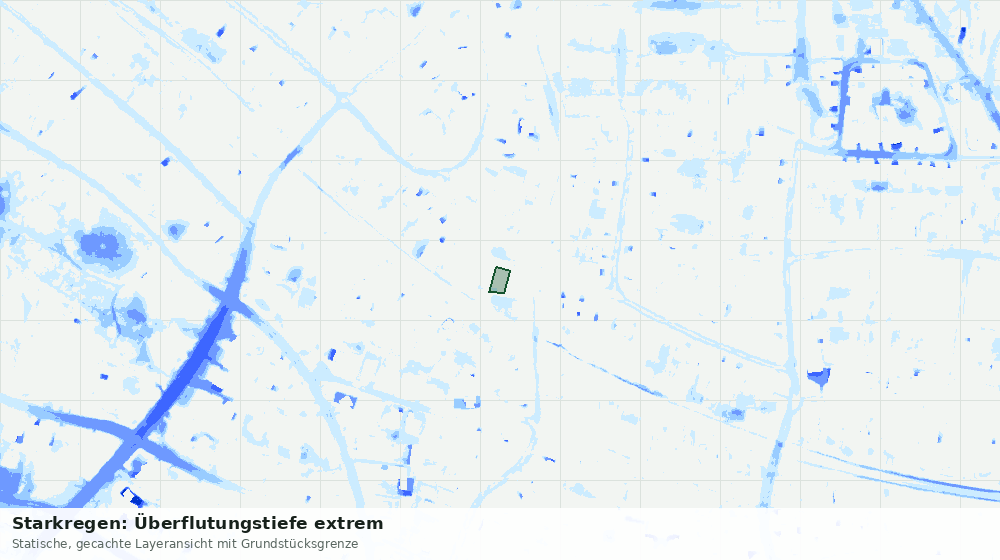 Statische Kartenansicht: Starkregen: Überflutungstiefe extrem