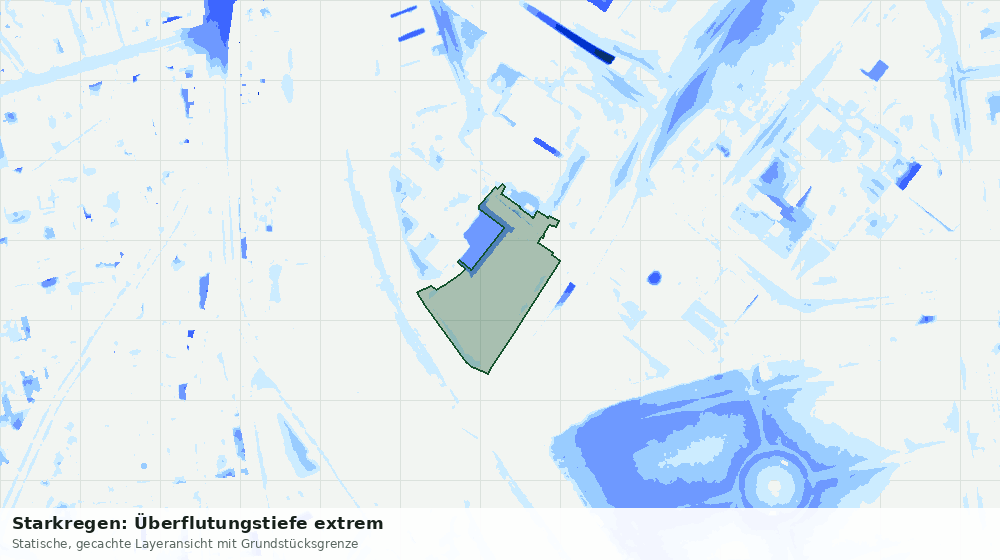 Statische Kartenansicht: Starkregen: Überflutungstiefe extrem