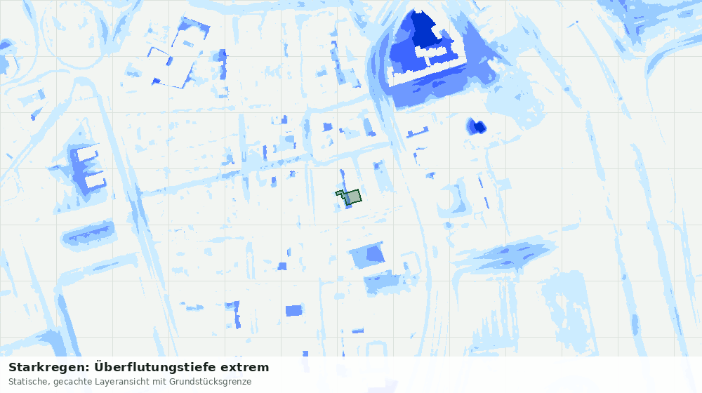 Statische Kartenansicht: Starkregen: Überflutungstiefe extrem