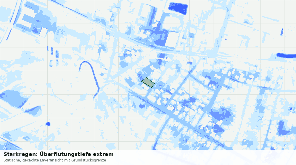 Statische Kartenansicht: Starkregen: Überflutungstiefe extrem
