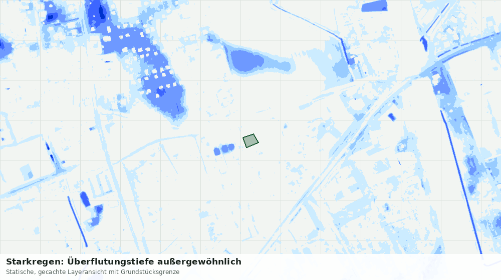 Statische Kartenansicht: Starkregen: Überflutungstiefe außergewöhnlich