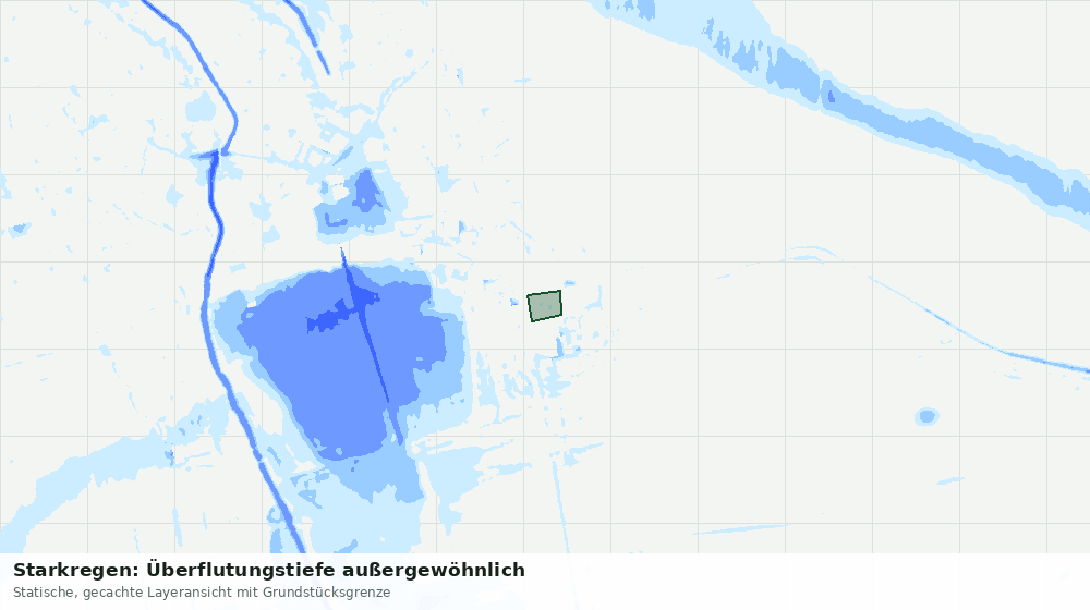 Statische Kartenansicht: Starkregen: Überflutungstiefe außergewöhnlich