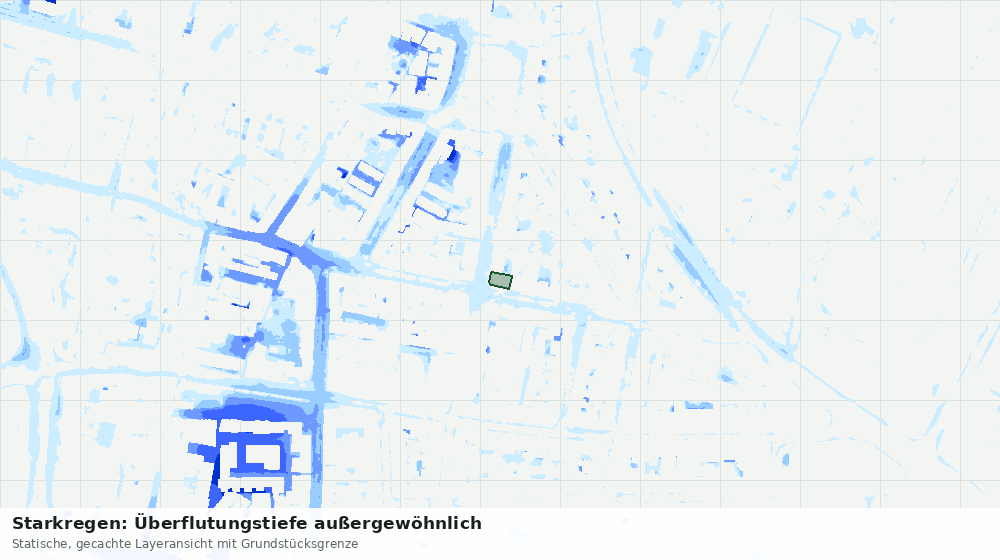 Statische Kartenansicht: Starkregen: Überflutungstiefe außergewöhnlich