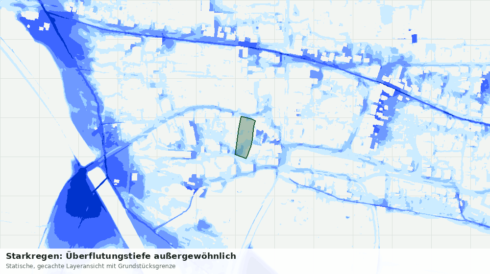 Statische Kartenansicht: Starkregen: Überflutungstiefe außergewöhnlich
