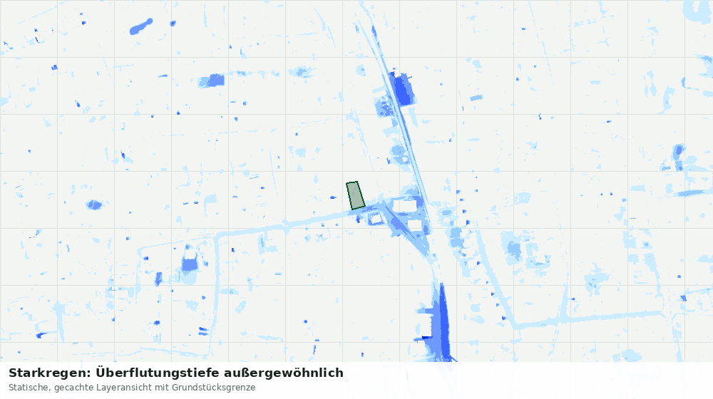 Statische Kartenansicht: Starkregen: Überflutungstiefe außergewöhnlich