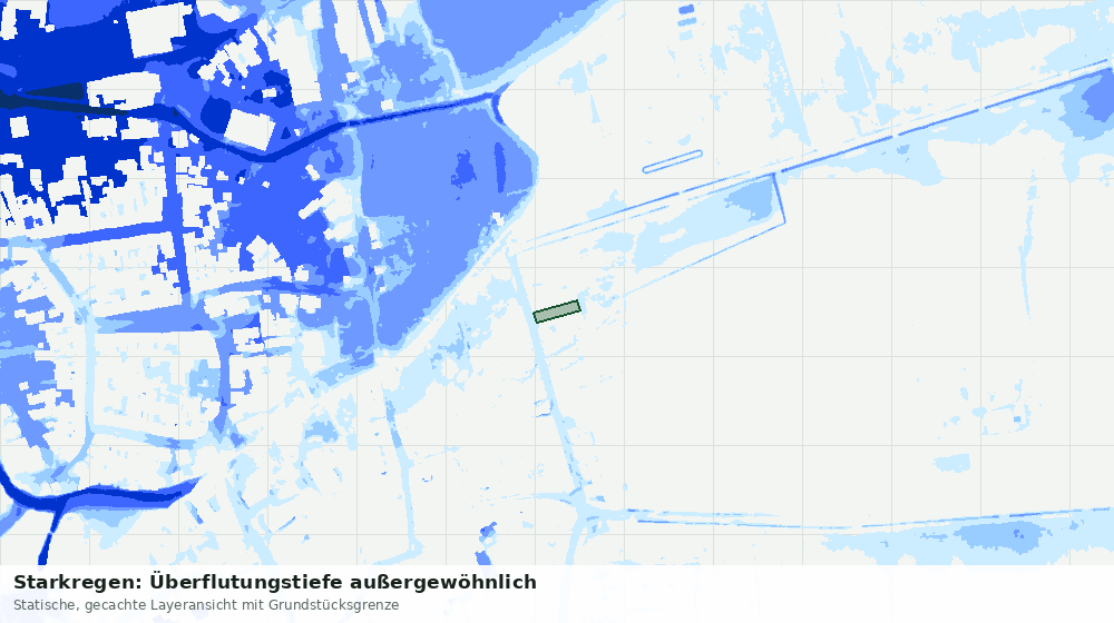 Statische Kartenansicht: Starkregen: Überflutungstiefe außergewöhnlich