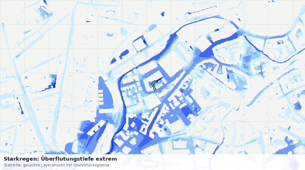 Statische Kartenansicht: Starkregen: Überflutungstiefe extrem