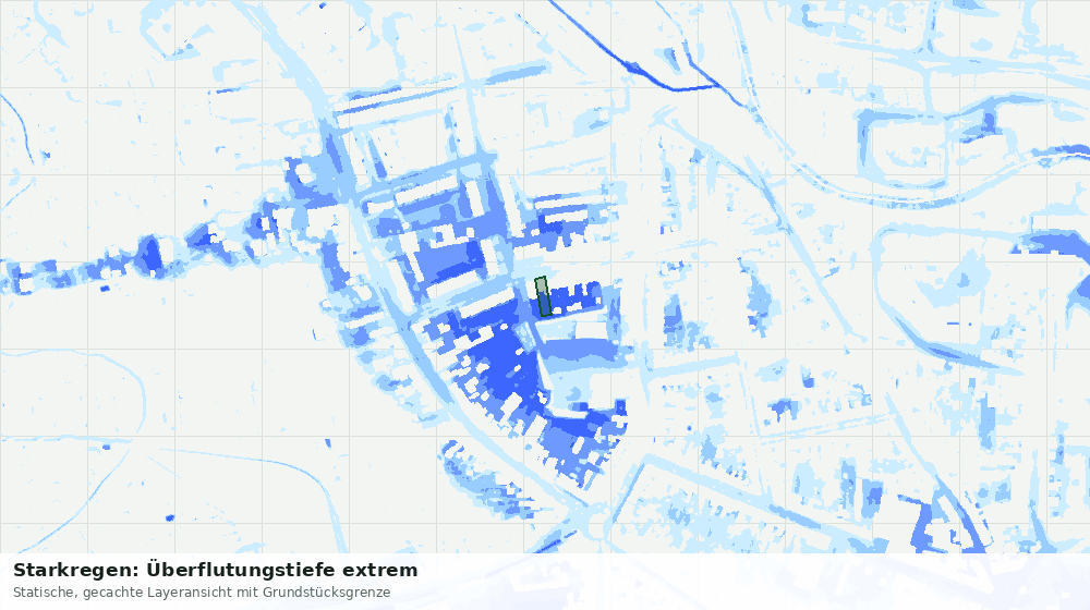 Statische Kartenansicht: Starkregen: Überflutungstiefe extrem