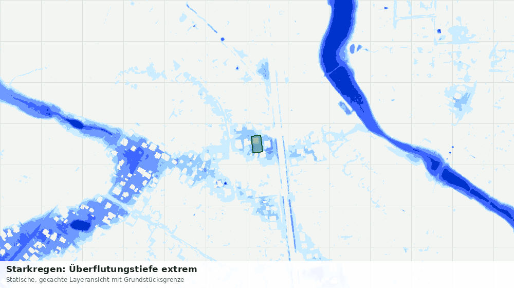 Statische Kartenansicht: Starkregen: Überflutungstiefe extrem