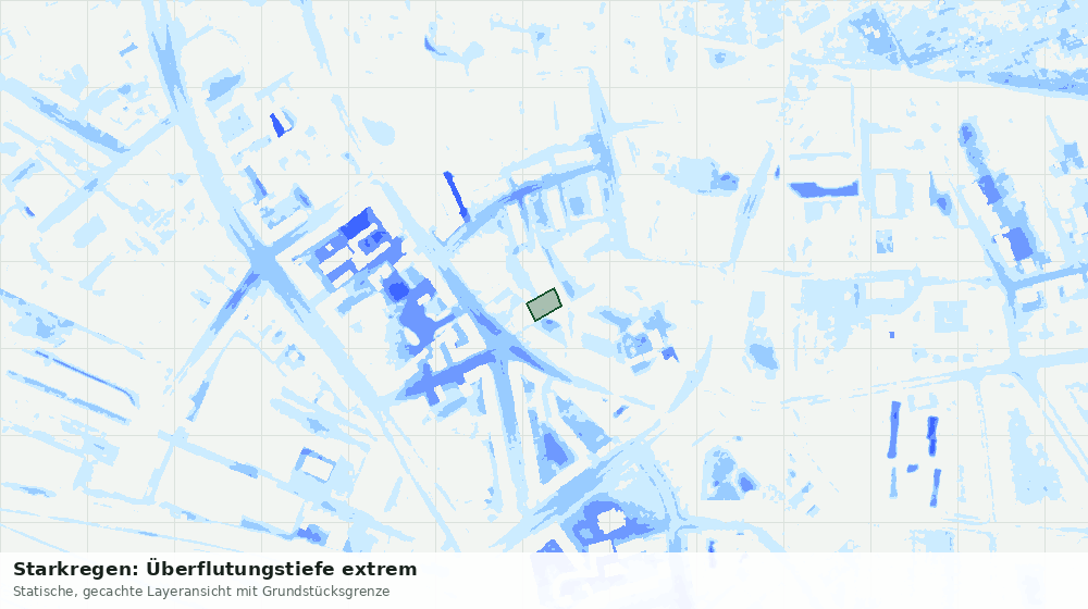 Statische Kartenansicht: Starkregen: Überflutungstiefe extrem