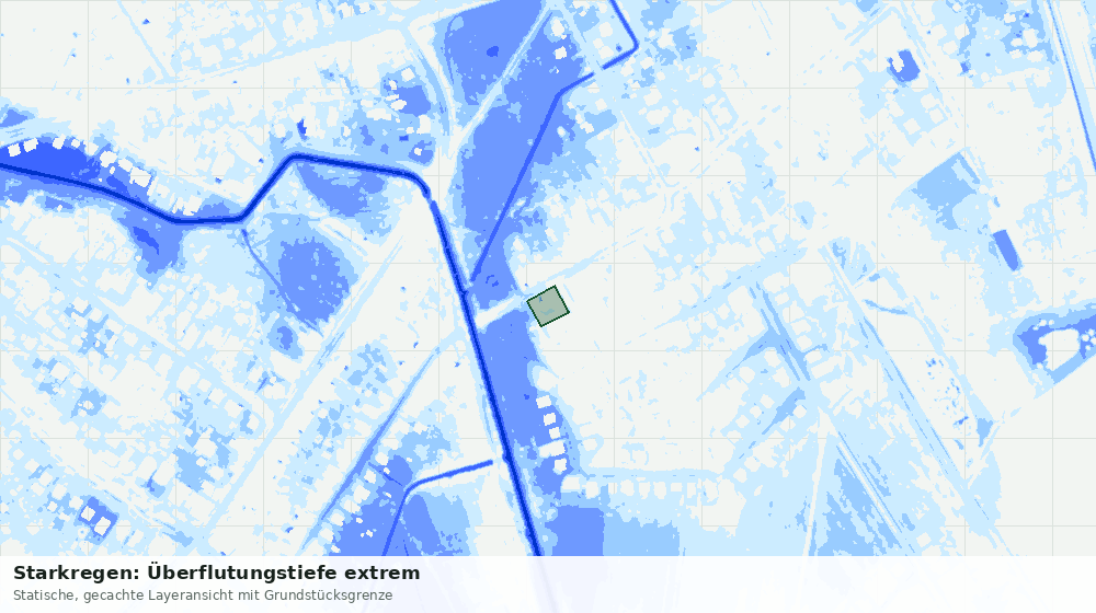 Statische Kartenansicht: Starkregen: Überflutungstiefe extrem