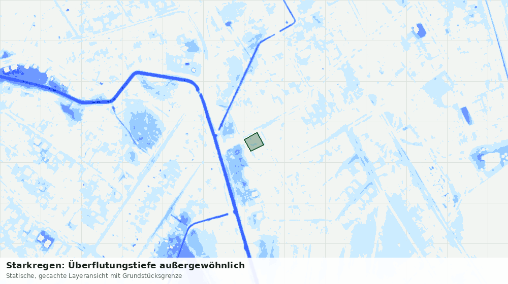 Statische Kartenansicht: Starkregen: Überflutungstiefe außergewöhnlich